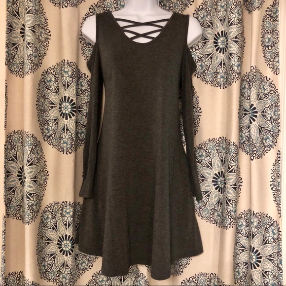 Dresses & Skirts - NWOT Dark gray cut out dress.